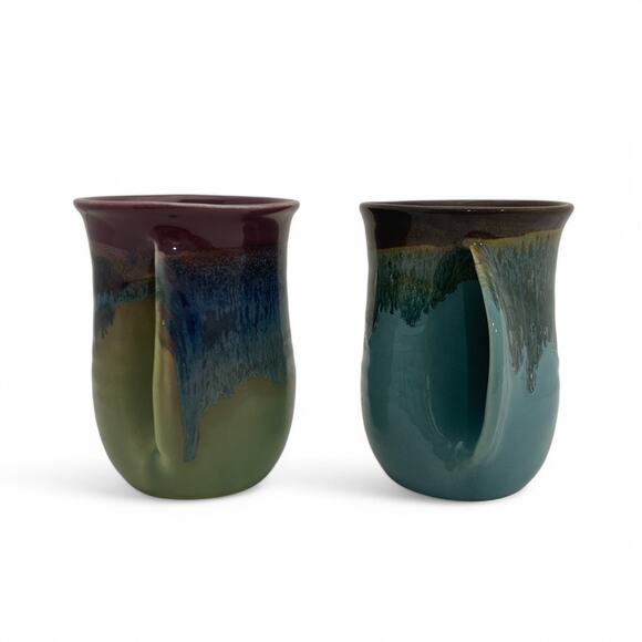 Clay In Motion Neher Pottery Hand Warmer Mugs Right Hand Signed 2014 2016 - Picture 6 of 9
